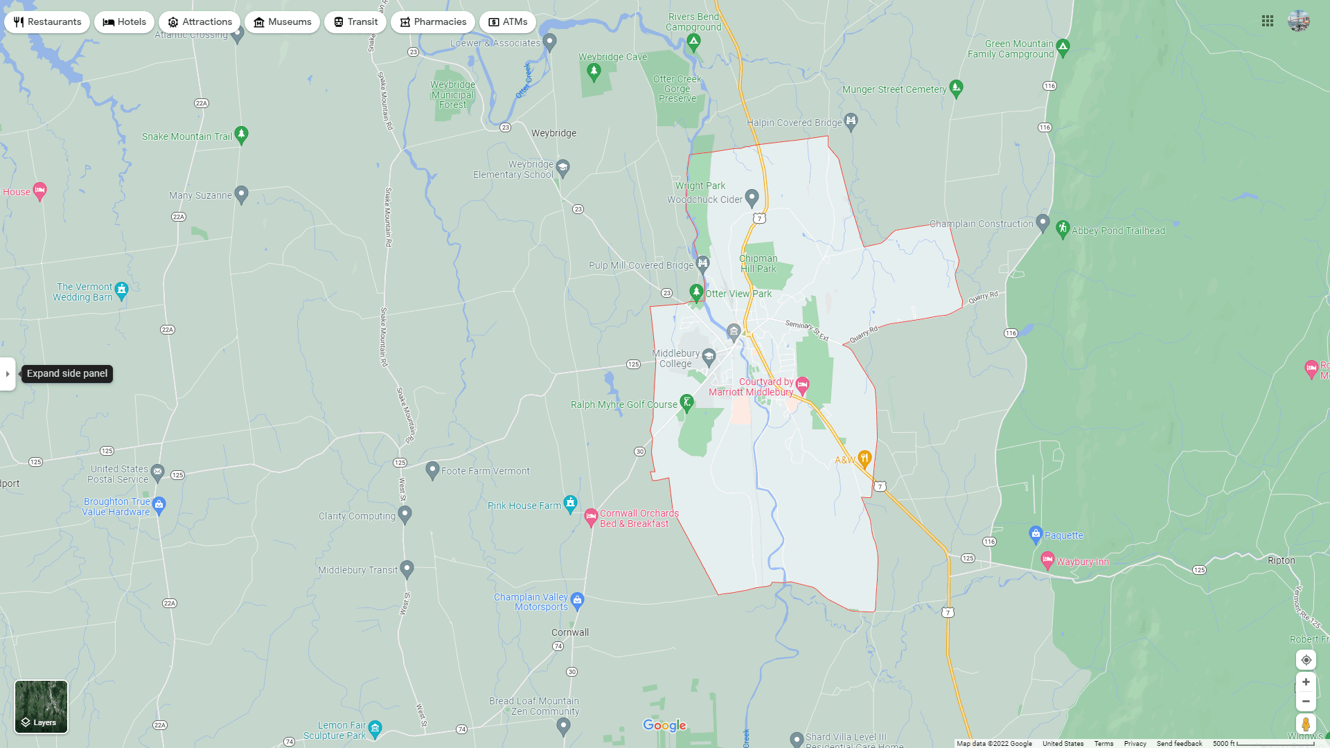 Middlebury map Map